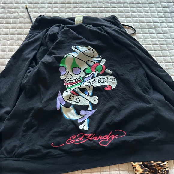 Vintage ED HARDY Cheetah Rhinestone hoodie - Picture 8 of 11